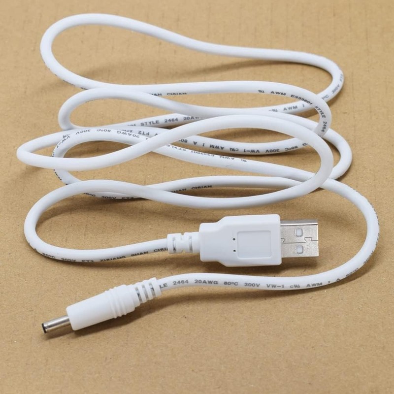 2PCS USB Power Cable White, 4FT/1.2M USB to 3.5mm Plug, 5V DC 20AWG Charging ... gallery