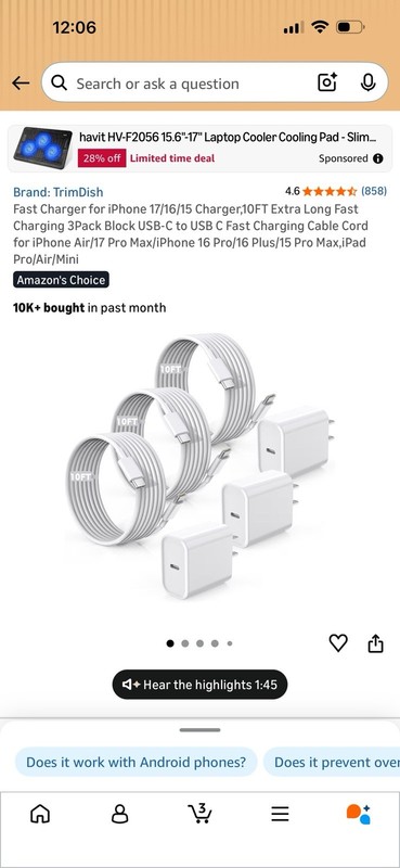 10 Packs Charger for iPhone 17/16/15 Charger,10FT 3ech Pack 30 Charge In Total