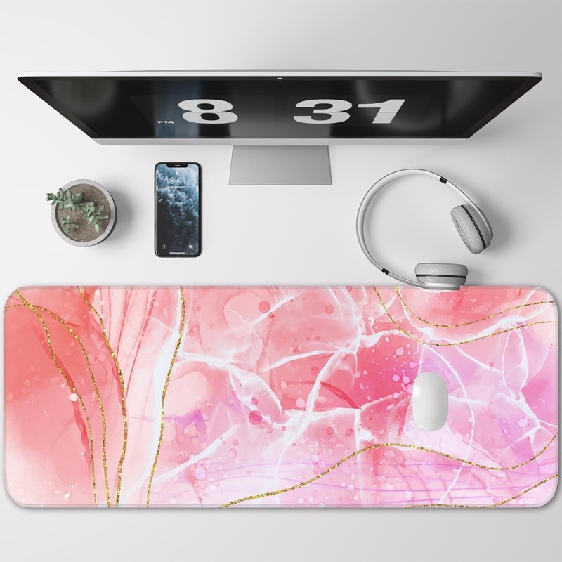 Pink Mouse Pad, Large Gaming Mouse Pad, Non-Slip Base and Stitched Edges, for... gallery