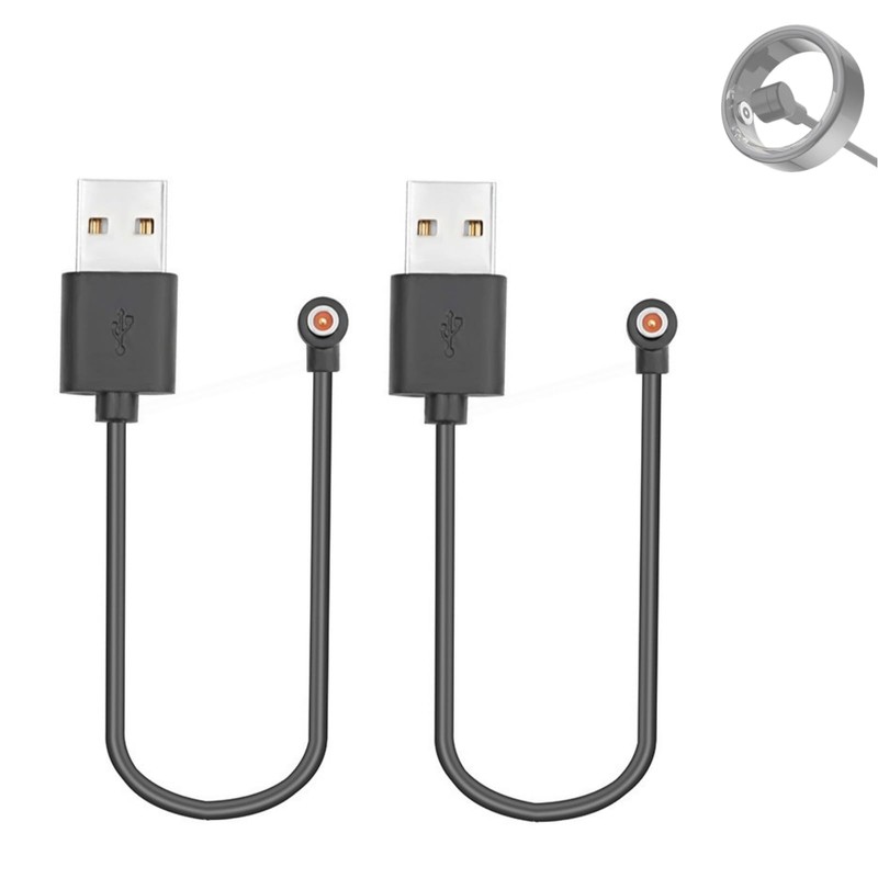 2 Pcs Magnetic Smart Ring Charger Cable, 4Mm 1-Pin Replacement Charging Cord for