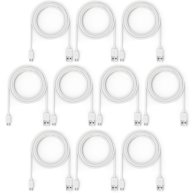 10 PCS 6FT White Micro USB Cable Bulk Old Android Phone Fast Charger Power Cord