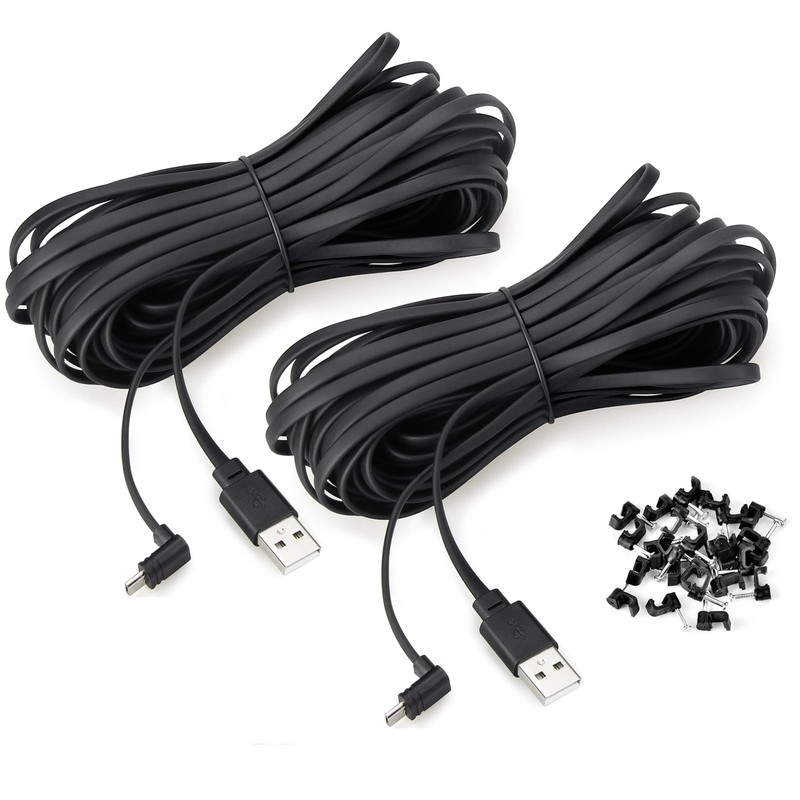 20 ft Cable for WYZE Cam Pan v3 , Long Micro USB Flat Power Cord, 90 Degree 2... gallery