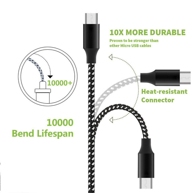 Micro USB Cable 3/6/10Ft Fast Charge Cord For Samsung S7 S6 LG Android Charger gallery