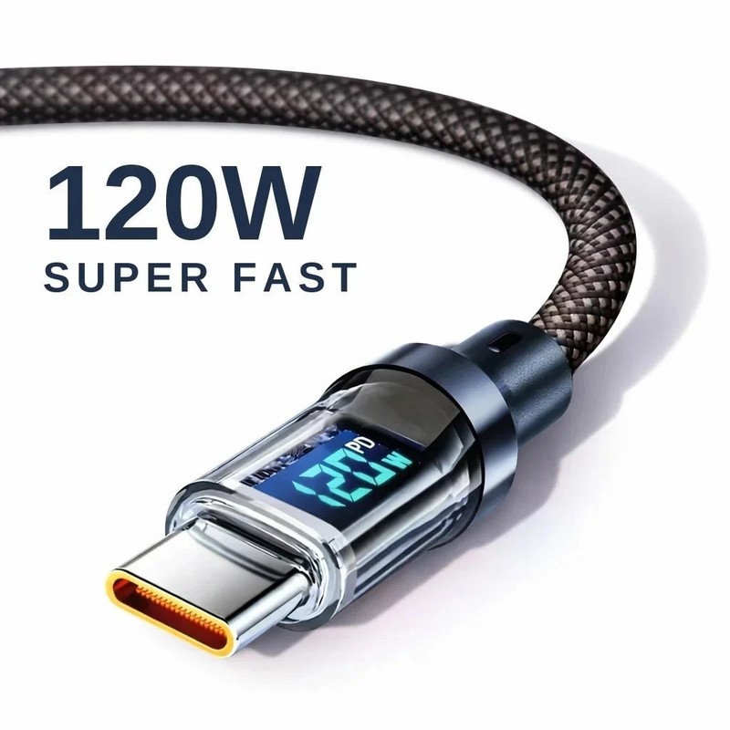 100W USB C Fast Charging Cable LED Display Type C Charger Cord PD QC gallery