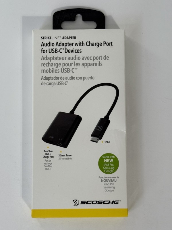 Scosche Audio Adapter Plug for USB-C Devices Samsung Galaxy iPad Pro NIB