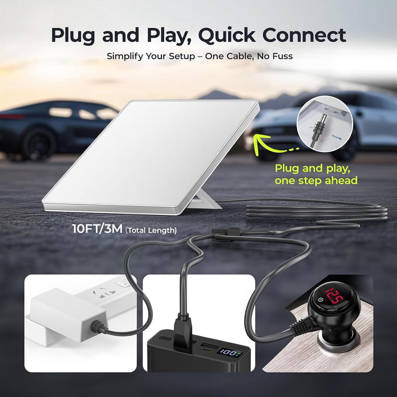Starlink Mini 3 in 1 Cable 10FT, [Upgraded 100W Stable Power] USB C to DC, Car gallery
