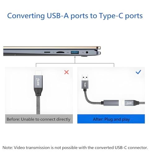 USB C Adapter 10Gbps 60W Fast Charging USB A to USB C Female Connector for gallery