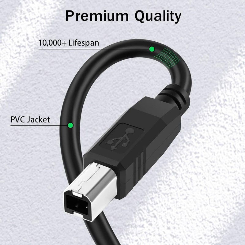 Flexible USB C to USB B Printer Cable 6ft Data Transfer for MacBook Pro gallery