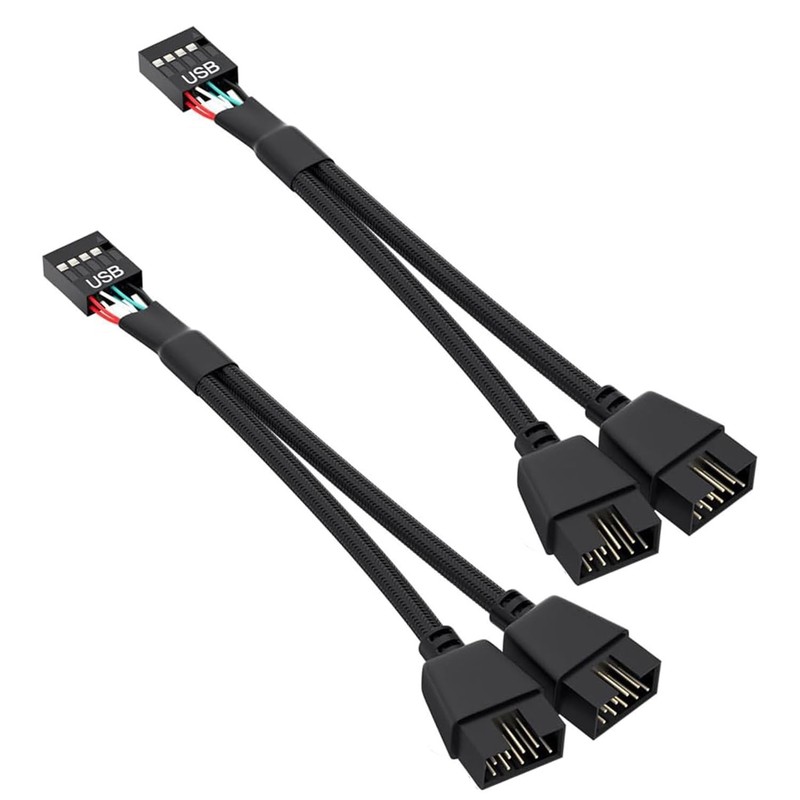 2PCS Motherboard USB Header Splitter – USB 2.0 to Dual 9 Pin Extension Cable,…