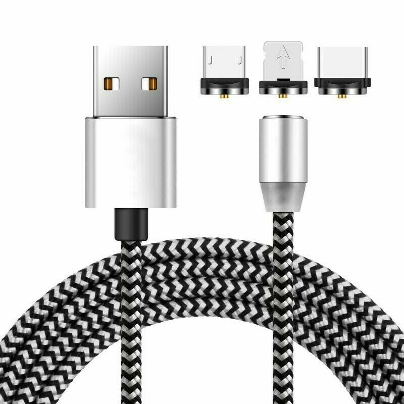 3in1 Magnetic Fast Charging Cable Micro USB Type C IOS Charger SAMSUNG-SILVER