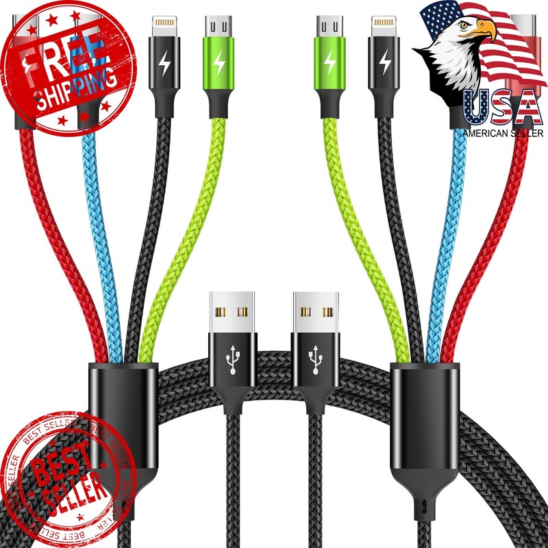 Firsting 2 Pack 5FT 4-in-1 Charging Cable