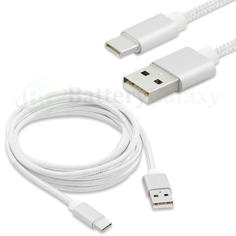 Fenzer Cable [2-Pack, 10ft] Premium Nylon USB A to Type C Charger Cable WHITE gallery