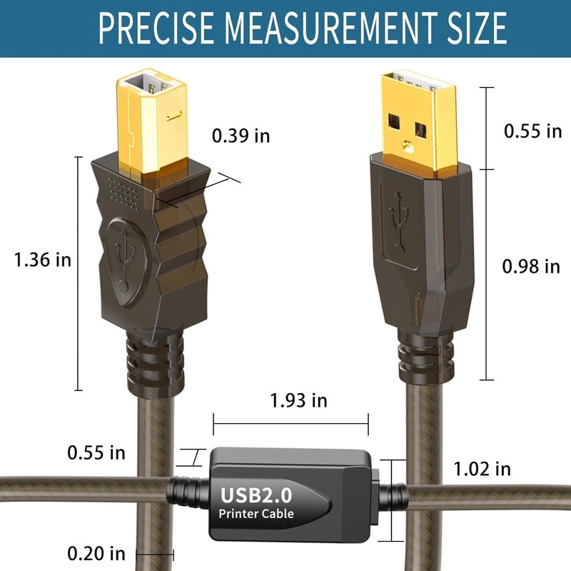 Printer Cable 150ft, USB 2.0 USB A to B Printer Cord, Scanner Cord, High Speed gallery