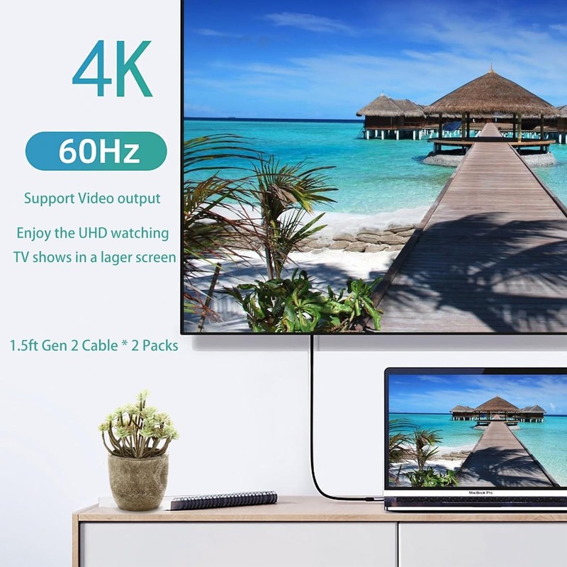 100W Short USB C Cable 3.1 Right Angle [1.5FT 2 Packs], 5A Fast Charging, 10G... gallery