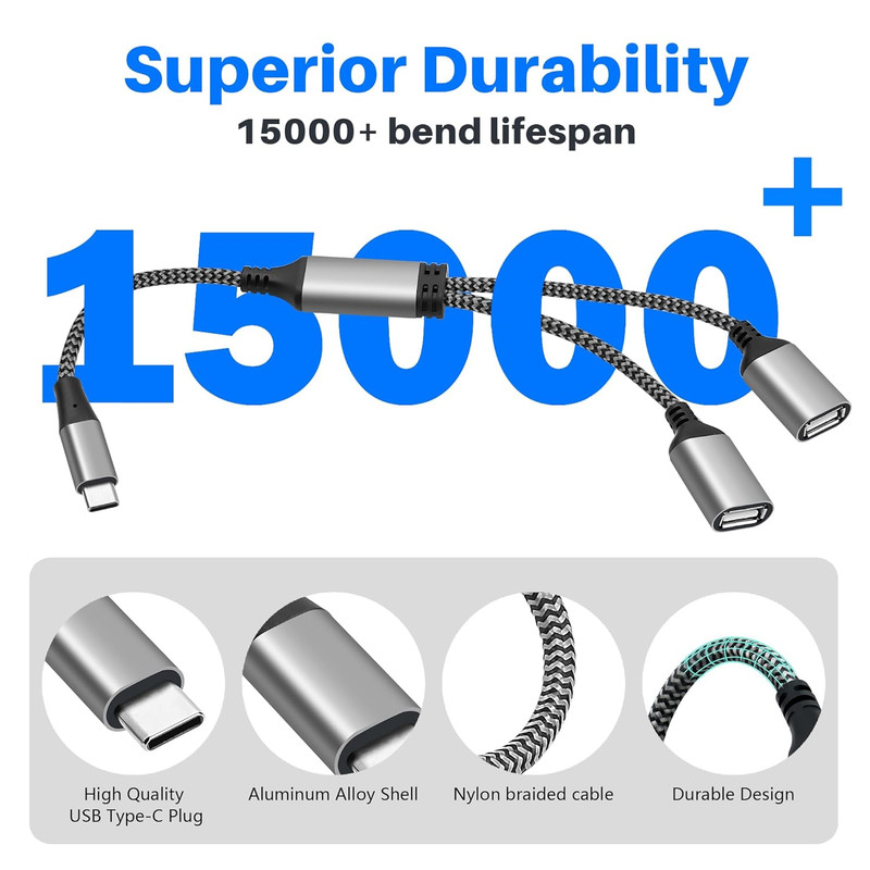 USB C Splitter 1-In-2 Out Y-Adapter Cable 1Feet, USB Type-C Male to Dual 2 gallery