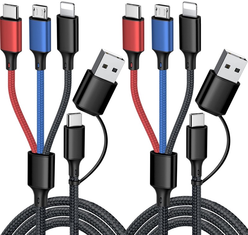 Multi Charging Cable 5 in 1, 2Pack 4FT USB Multi Charger Cable Universal Mult…