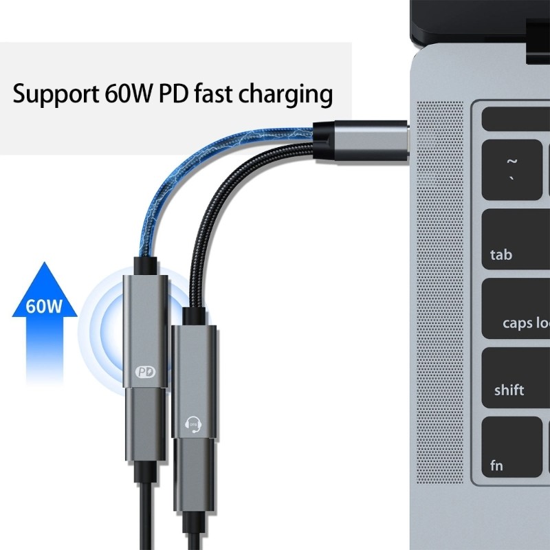 60W USB C Splitter 2 in 1 USB C to Double USB C Sound Charging Adapter Type C gallery