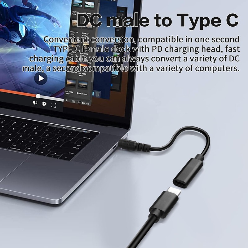 USB to DC Adapters Cable, Type-C to DC PD 65W Power Charging Cable, Barrel PD... gallery