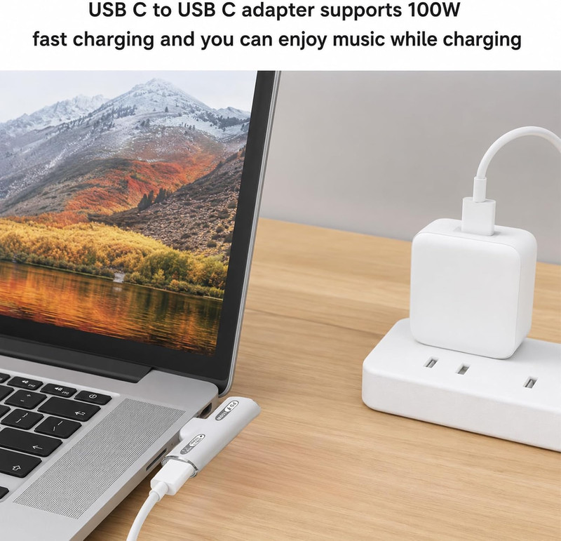 Dual USB C Splitter Adapter with 100W Fast Charging 2 in 1 Type C Splitter gallery