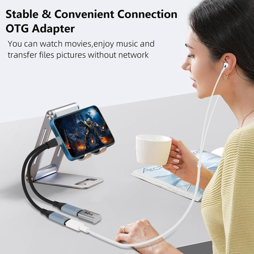 USB C to Dual Type C Female Splitter Cable Earphone Adapter C OTG... gallery