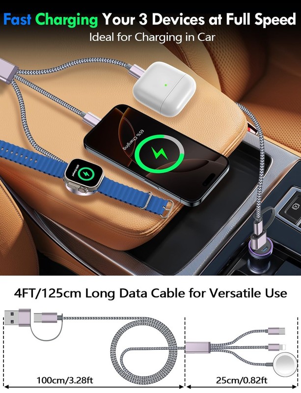 Paquete de 2 cables de carga rápida múltiple para artículos esenciales de viaje gallery