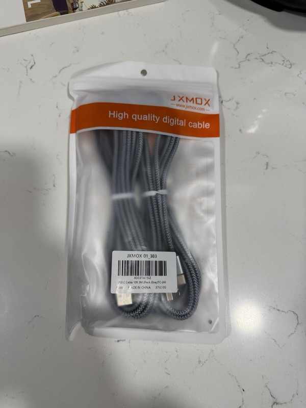 JXMOX USB-C Charging & Data Cable 2-Pack (10ft & 3ft) Gray Fast Sync Cord
