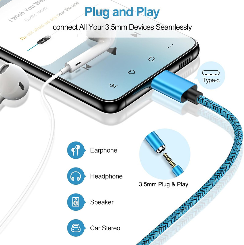 USB C to 3.5Mm Iphone 17 Pro Max 16 15 Audio Aux Jack Cable Car Stereo Cord gallery