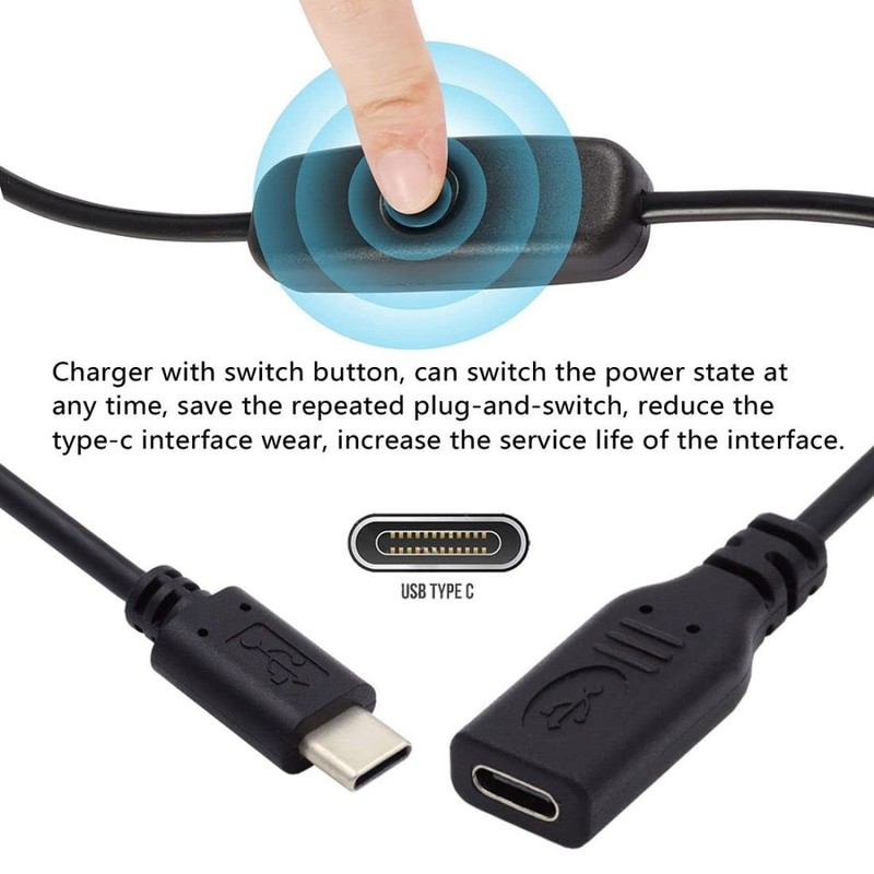 USB C Power Switch Extension Cable USB C Male to Female with On/Off Power Swi... gallery
