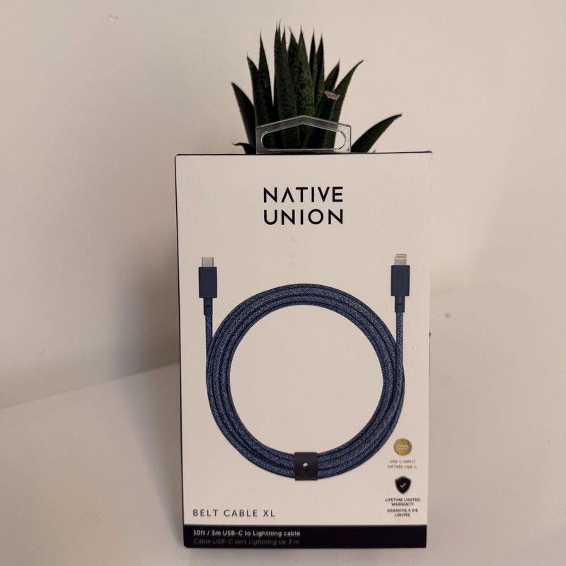 New Native Union Belt Cable XL 10ft USB-C to Lightning MFi Certified Indigo