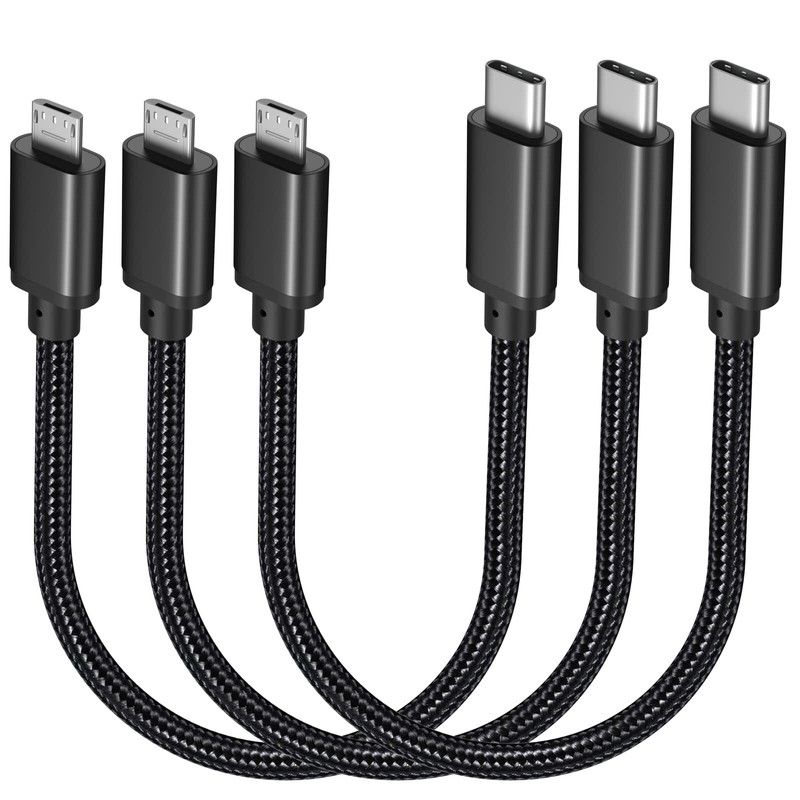 USB C to Micro USB Cable 1FT 3Pack Braided USBC to Micro USB Charging CableTy…