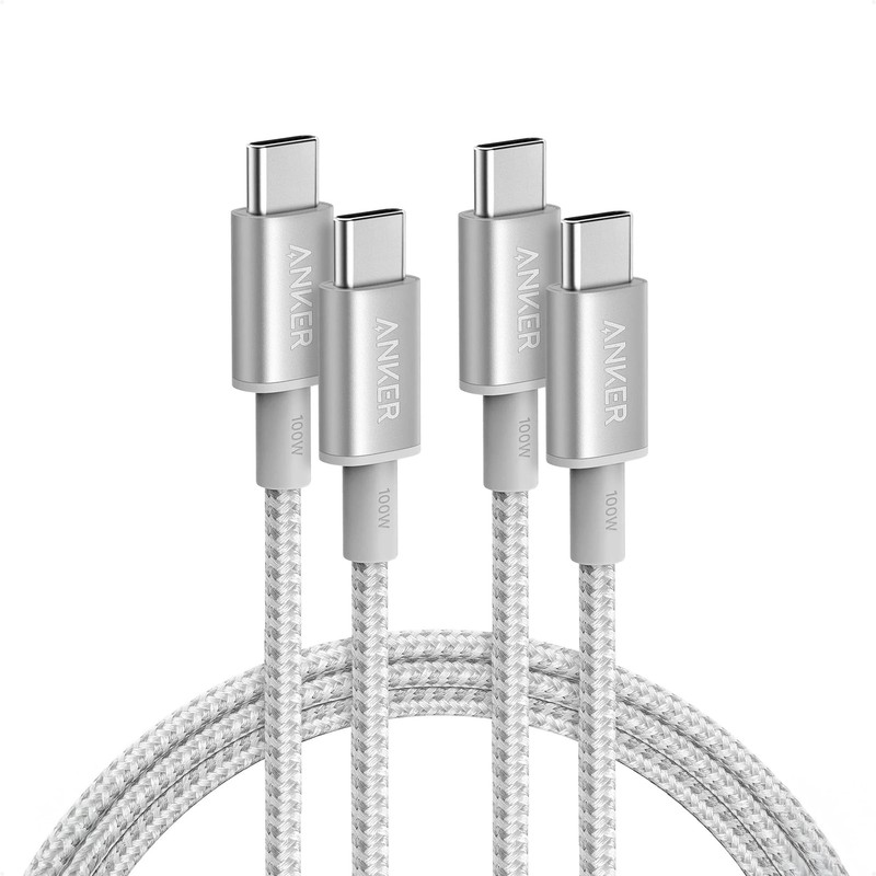 2-Pack USB C To C Cable 100W Type C Charger Cord Fast 6FT Sliver Premium Wire