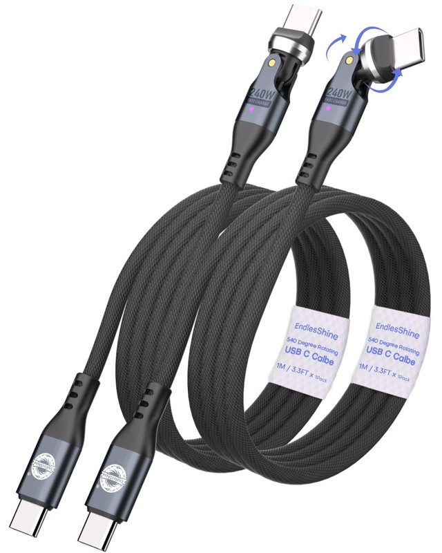 USB Cable Type C to C PD 240W (2 Pack 3.3ft) USB2.0 480MBPS & Data Transfer C…