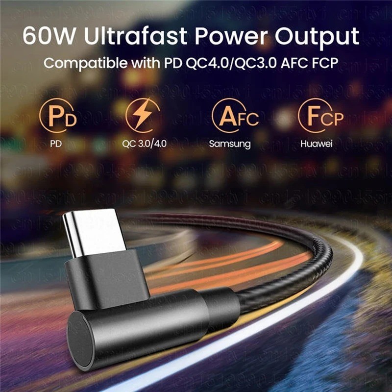 100W USB C To Type C PD Fast Charger Cable 90 Degree Angle Charging Cord Wire Fo gallery