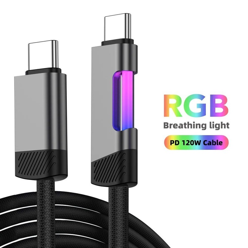 Light Up USB C Cable Fast Charging Cord RGB Flowing Charger For iPhone Samsung