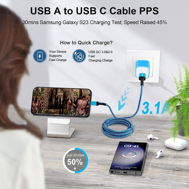 USB C Charger Cable 6Ft/3Pack for Iphone 17 16E/16/16 Pro/16 Pro Max/16 Plus,15/ gallery