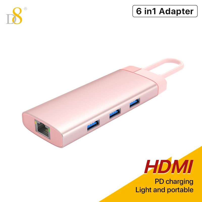 Type C Male to Multi USB 3.0 + HDMI RJ45 Hub Adapter Data Connector Converder