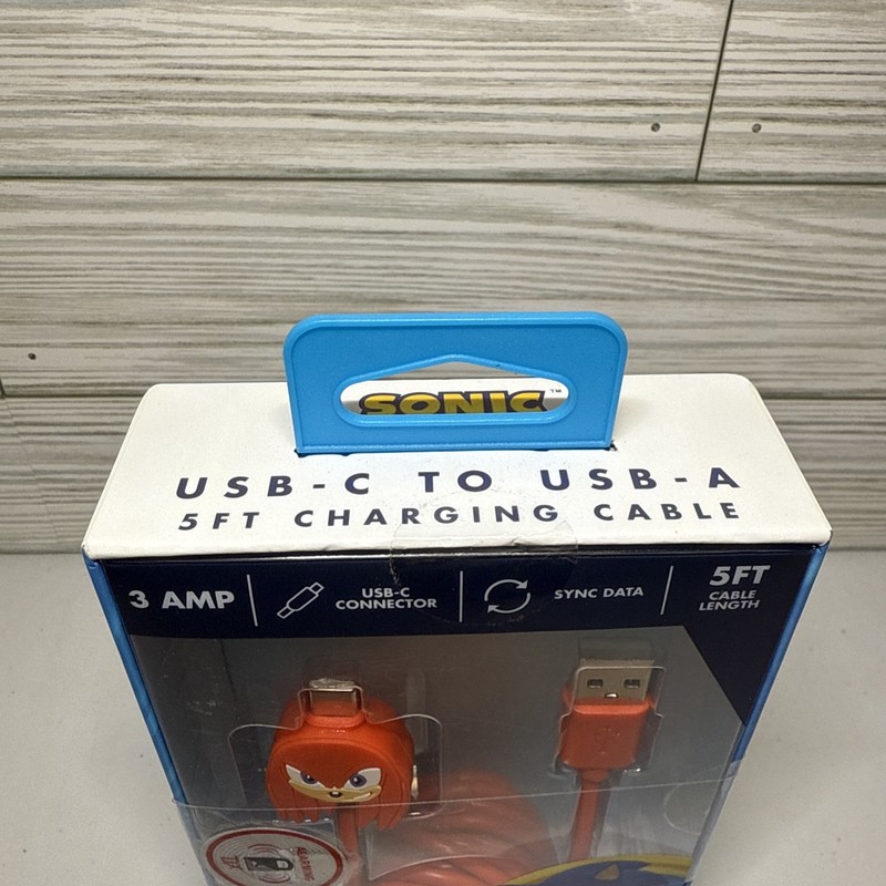 NEW Sonic The Hedgehog KNUCKLES USB-A to USB-C 5ft Charging Cable gallery