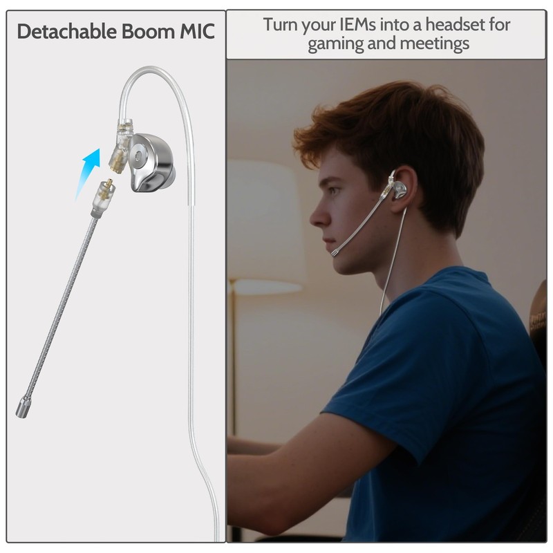 USB Type C To 0.78mm 2Pin IEM Cable Detachable Boom MIC 4 FT gallery