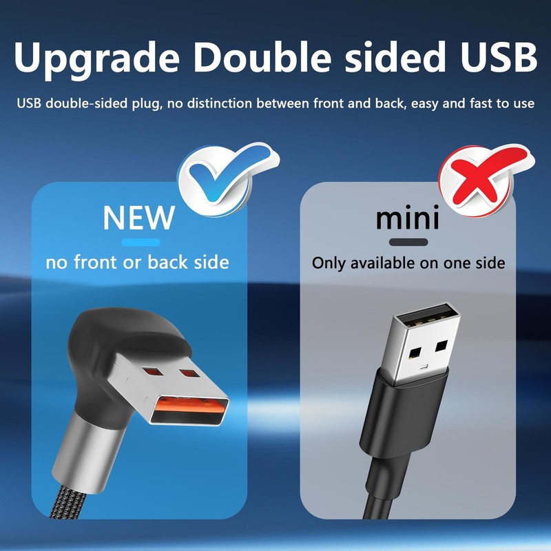 90 Degree USB to Cable 6A Fast Charging USB A to USB Charger Cord Nylon Braid... gallery