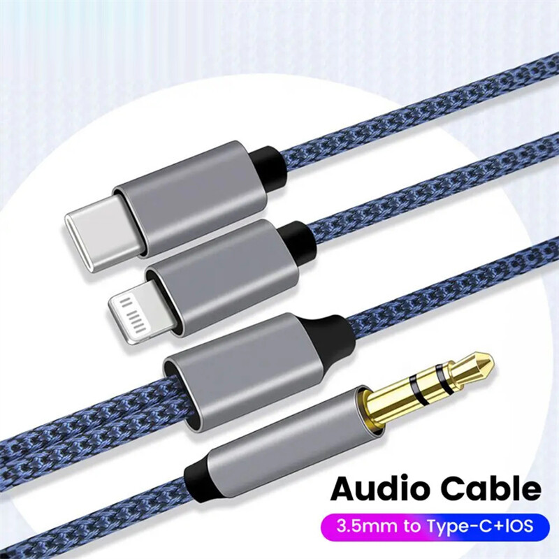 For Samsung A55 A35 A13 A14 3.5mm to Type-C 8Pin iOS Car AUX Audio Cord Cable gallery