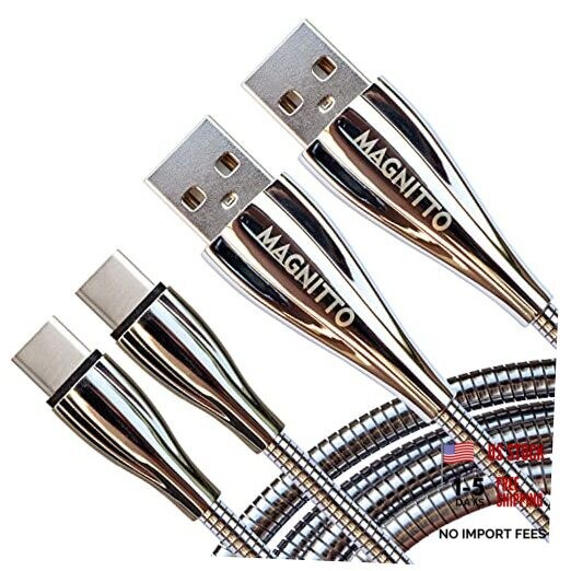 USB Type C Cable, Metal Braided Cord 6ft 2-Pack, Fast Type-C Charger Durable