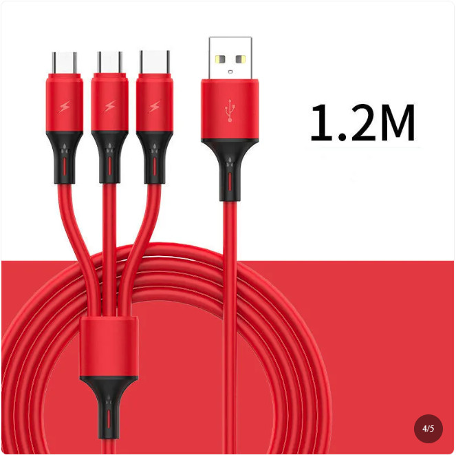 3 in 1 Fast Charging Cable Multi USB Cord Type C Micro iPhone Durable gallery