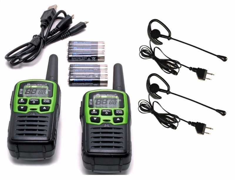 WALKIES MIDLAND XT30 WITH BATTERIES CHARGING CABLE + 2 STICK HEADPHONES WITH VOX