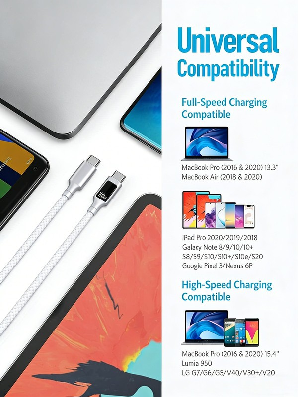 New 100W Fast Charging Cable Type-C USB-C Braided For Samsung S23 S24 S25 Ultra gallery