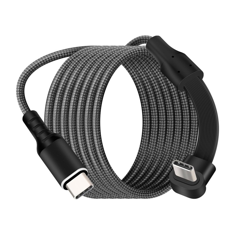 90 Degree Flat USB C Cable 3FT PD 60W Right Angle Nylon Braided Fast Charging