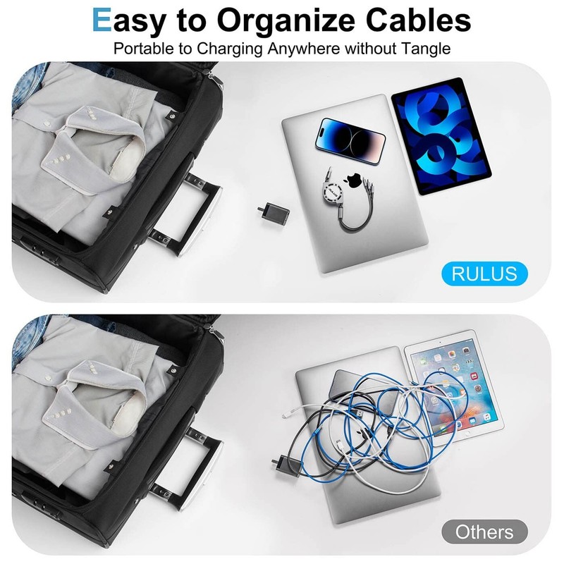 Retractable Multi Charging Cable 2Pack 4Ft 3 in 1 Multi USB Cable Fast Charger gallery