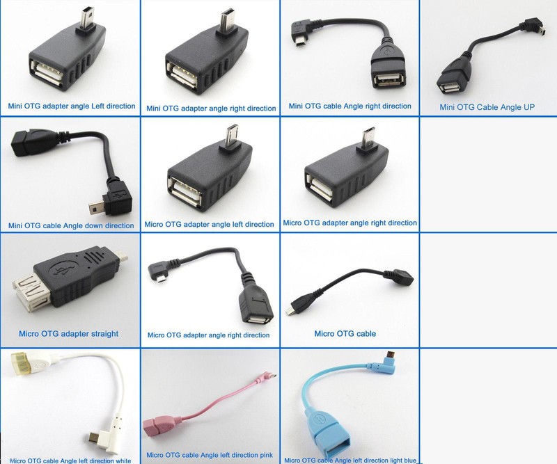 1pcs OTG Cable/Adapter Angle & Straight Micro/Mini 5pin USB M to USB 2.0 Female