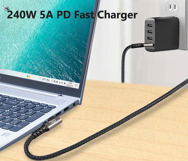 USB4.0 Type-C Elbow Plug Cable 40Gbps 8K Thunderbolt 4 240W for APPLE Macbook AU gallery