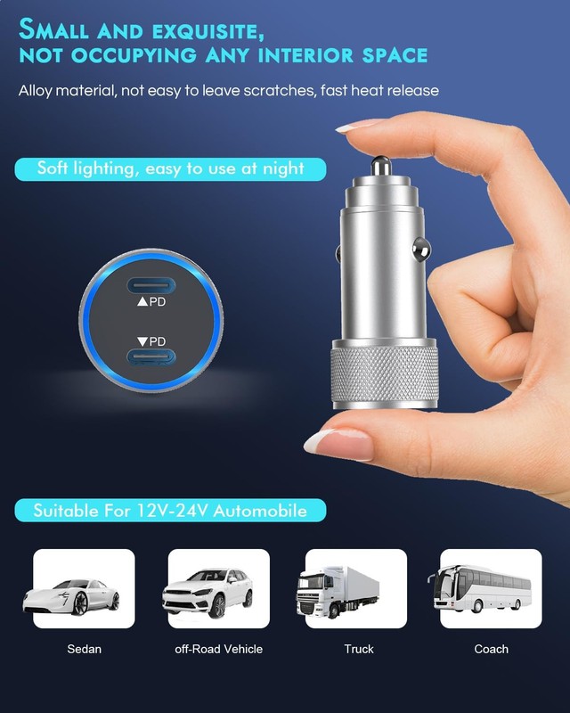 iPhone 17 Car Charger 2 Pack Dual Port USB C Fast Charging Power Supply Cord gallery