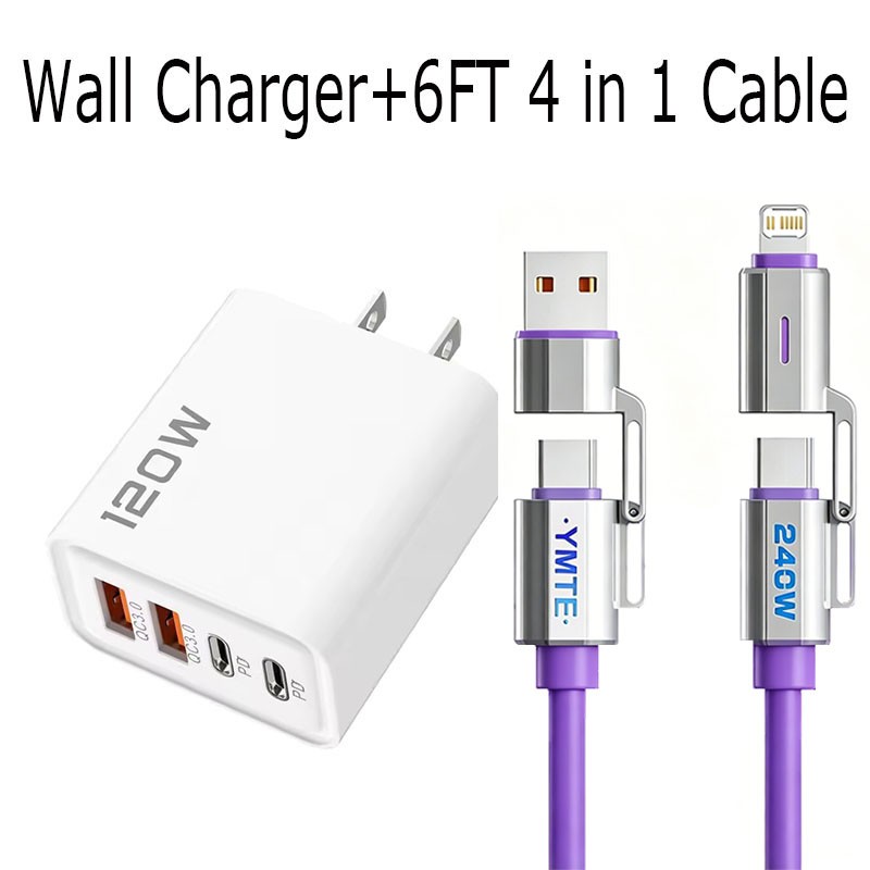 120W Supe Fast Charging USB Type C Wall Charger For Samsung iPhone Android Phone